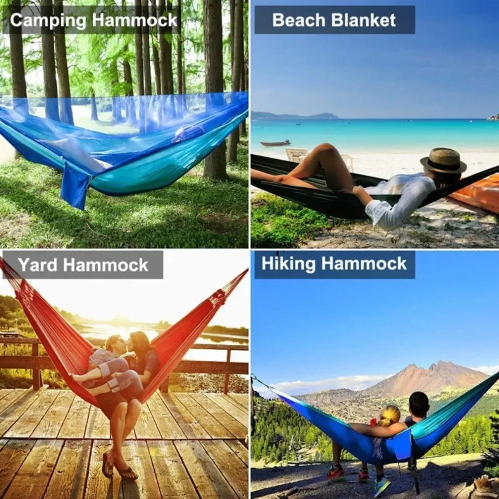 Lightweight Camping Hammock with Mosquito Net – Parachute Fabric, 250x120cm