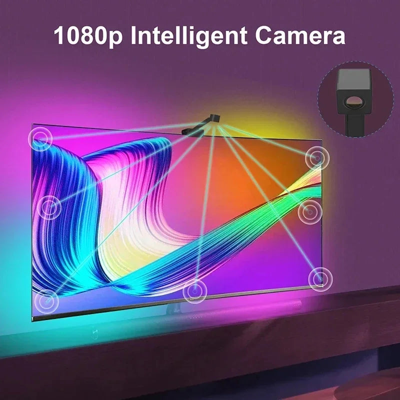 Ambilight Tv Led Backlight With Camera 5V Usb Rgbic Smart Tv Sync Led Lights For Television Screen Synchronization 3.8M 5M Strip
