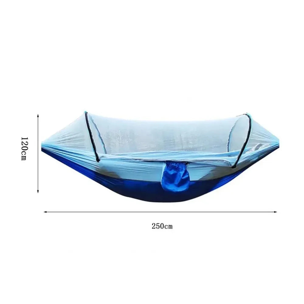 Lightweight Camping Hammock with Mosquito Net – Parachute Fabric, 250x120cm