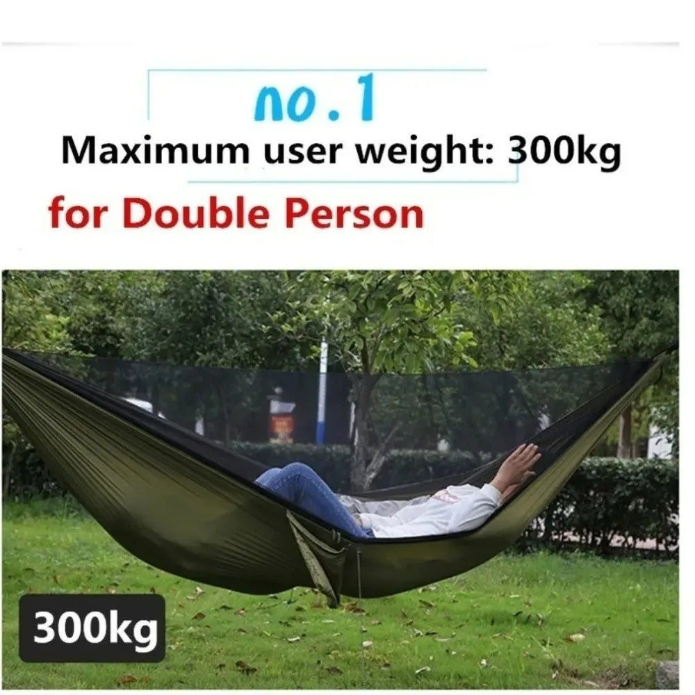 Lightweight Camping Hammock with Mosquito Net – Parachute Fabric, 250x120cm