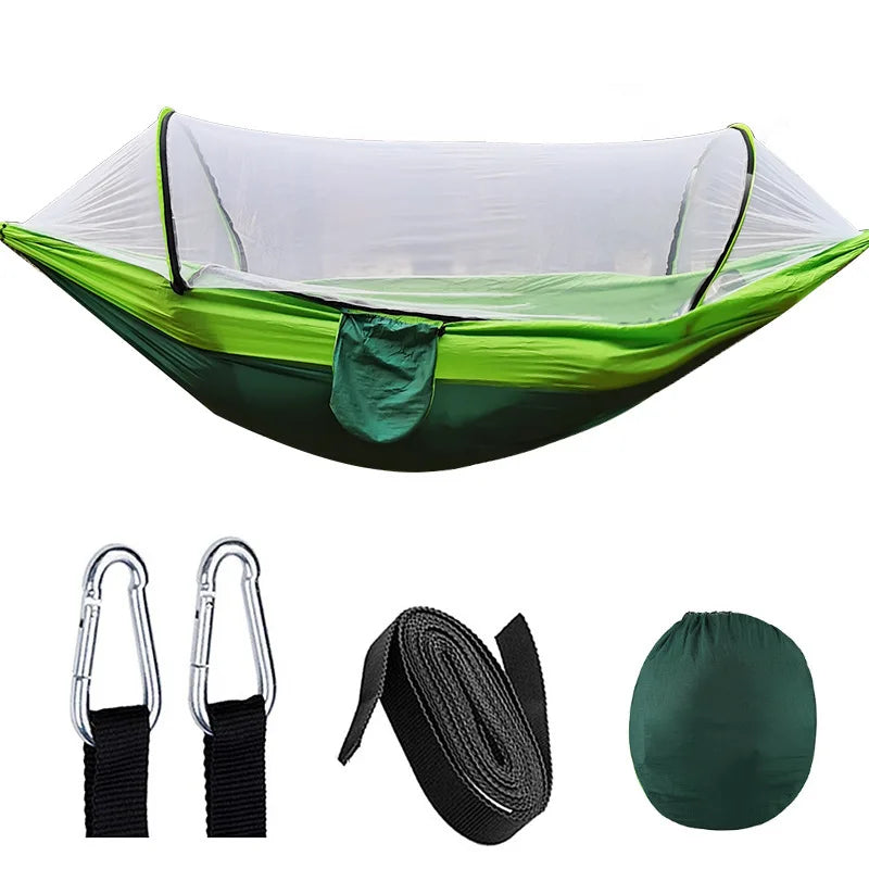 Lightweight Camping Hammock with Mosquito Net – Parachute Fabric, 250x120cm