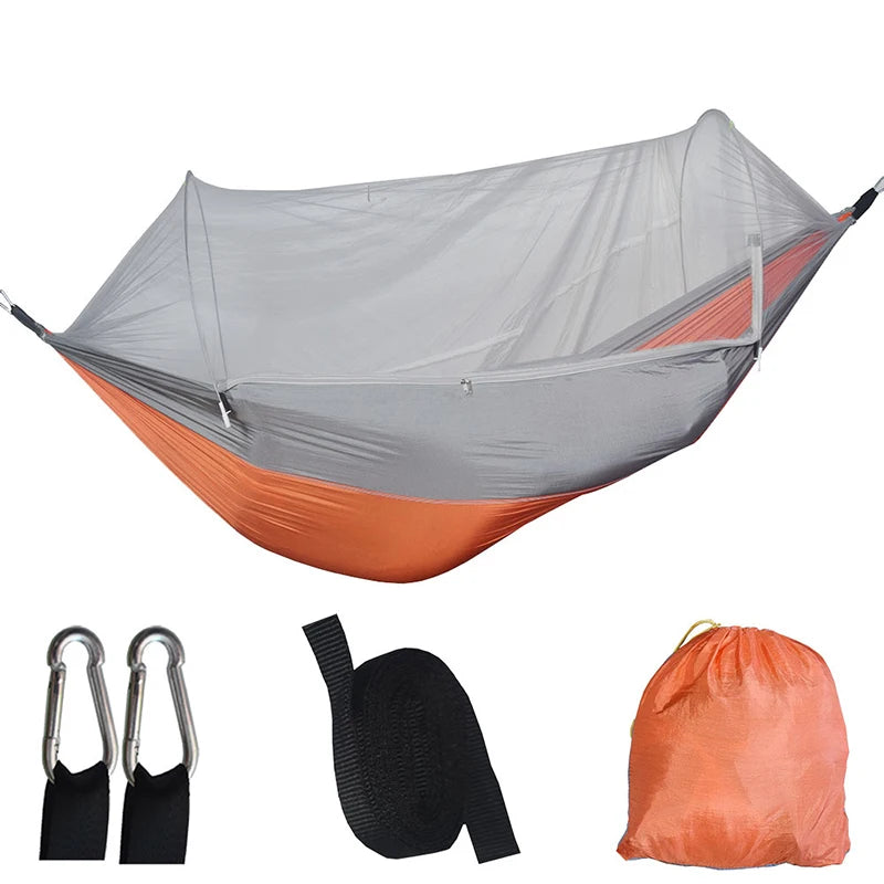 Lightweight Camping Hammock with Mosquito Net – Parachute Fabric, 250x120cm